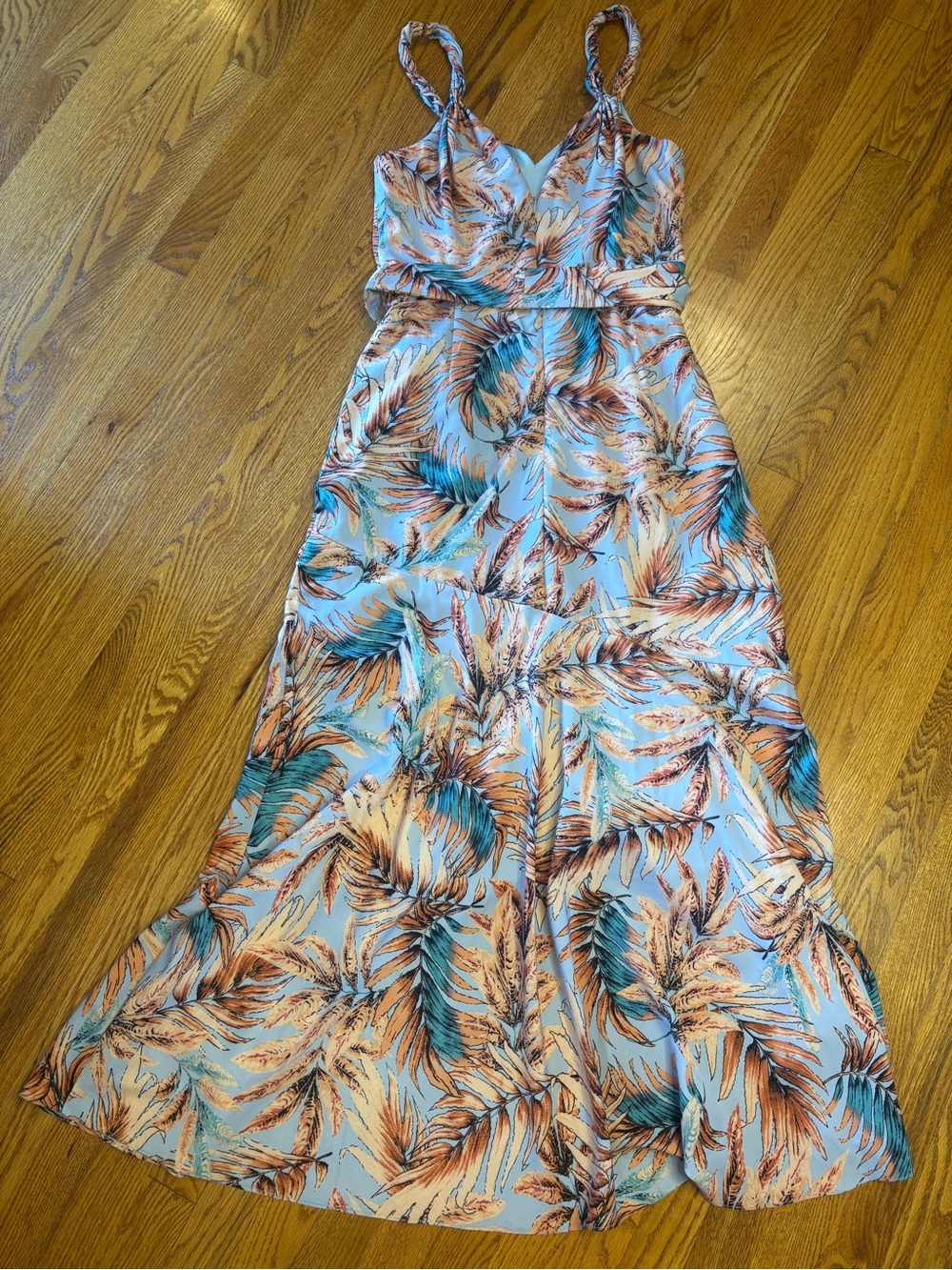 Sam Edelman Blue & Tan Tropical Print Maxi Dress - Picture 3 of 12